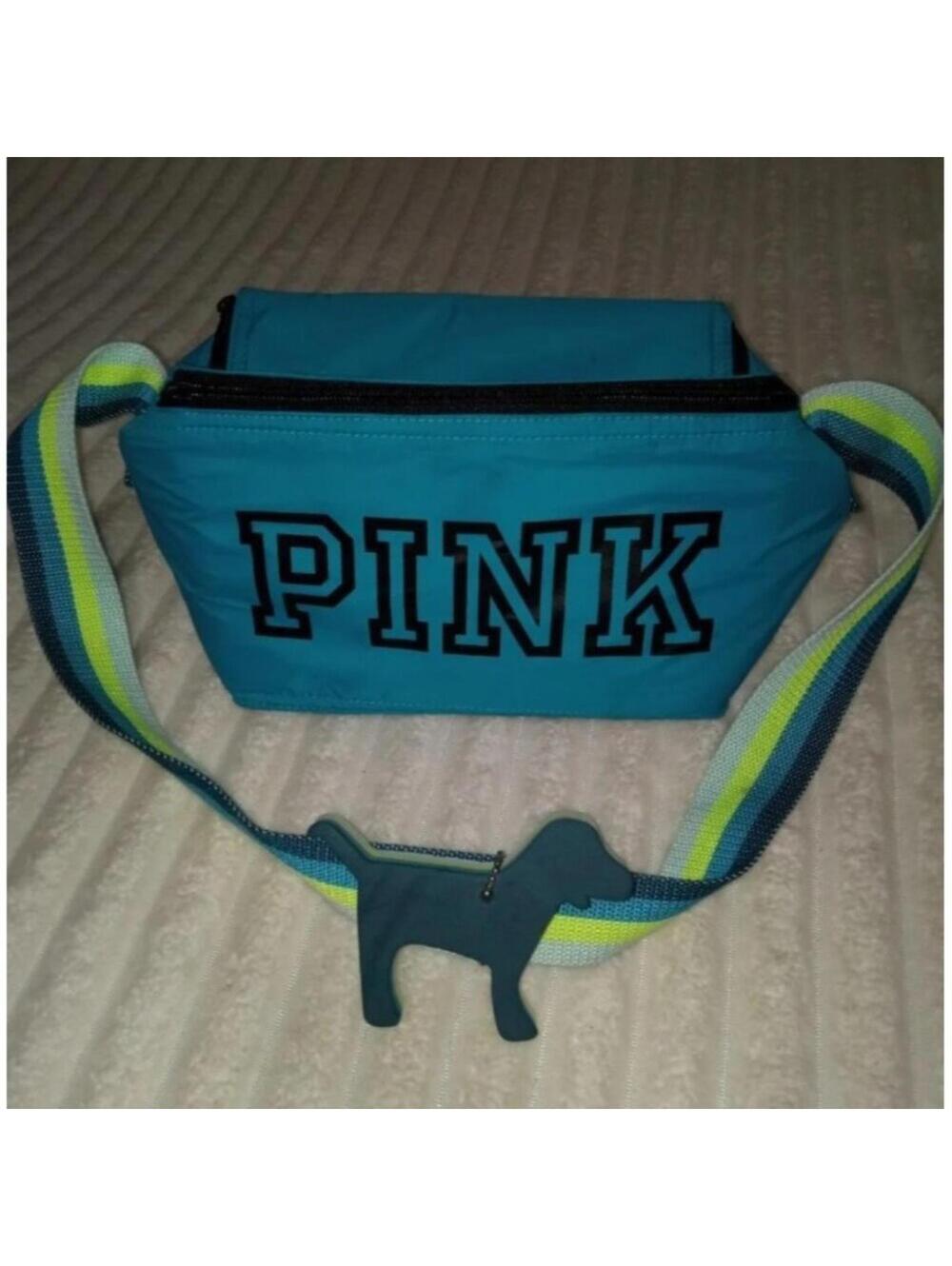 PINK Victoria's Secret Lunchbox with Keychain Blue Green Black